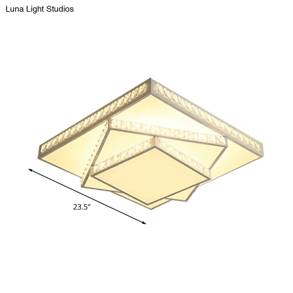 Contemporary Geometric Crystal Ceiling Light With Remote Control Dimming - Led Flush Mount Multiple