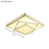Contemporary Geometric Crystal Ceiling Light With Remote Control Dimming - Led Flush Mount Multiple