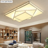 Contemporary Geometric Crystal Ceiling Light With Remote Control Dimming - Led Flush Mount Multiple