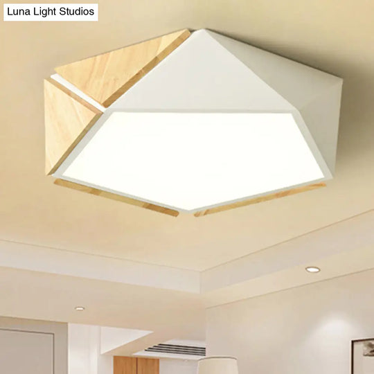 Contemporary Geometric Flush Mount Led Lamp: White/Black Ceiling Light For Living Room (Warm/White)