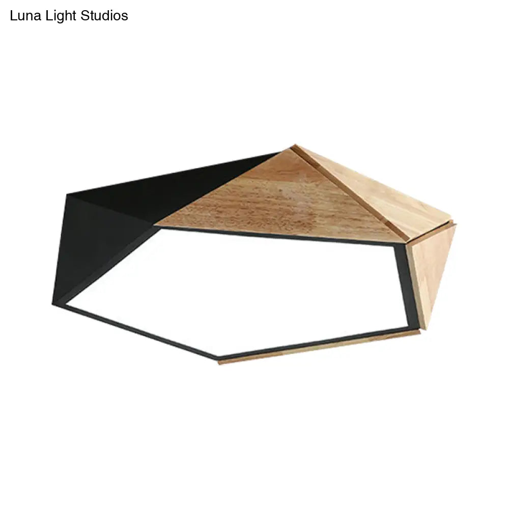Contemporary Geometric Flush Mount Led Lamp: White/Black Ceiling Light For Living Room (Warm/White)