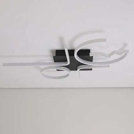 Contemporary Geometric Flush Mount Lighting - Acrylic 3/4 Lights Black/White Warm/White Light 4 /