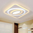 Contemporary Geometric Led Flush Mount Ceiling Light Fixture – Warm/White Acrylic 8’/19.5’