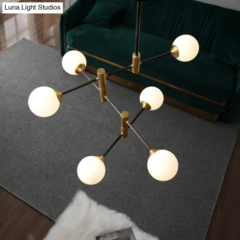 Contemporary Glass Bubble Chandelier With 6 Bulbs - Dining Room Ceiling Lamp
