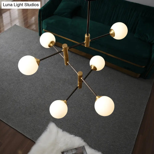 Contemporary Glass Bubble Chandelier With 6 Bulbs - Dining Room Ceiling Lamp