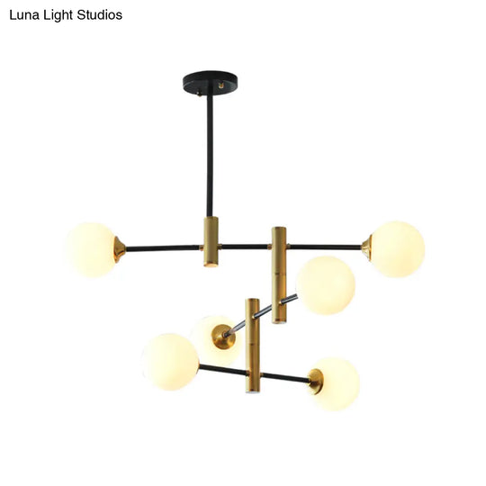 Contemporary Glass Bubble Chandelier With 6 Bulbs - Dining Room Ceiling Lamp