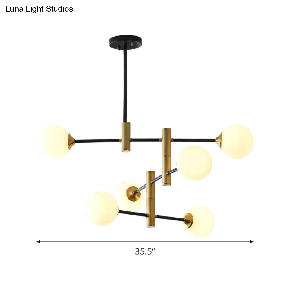 Contemporary Glass Bubble Chandelier With 6 Bulbs - Dining Room Ceiling Lamp