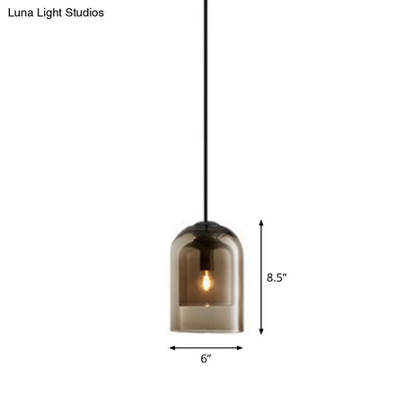 Contemporary Glass Cloche Hanging Lamp With Kitchen Lighting - 1 Bulb Fixture