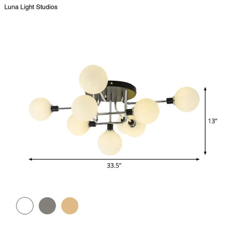 Contemporary Glass Globe Shade Ceiling Light - Semi Flush Mount For Villa Dining Room