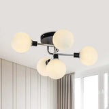 Contemporary Glass Globe Shade Ceiling Light - Semi Flush Mount For Villa Dining Room 5 / White
