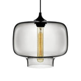 Contemporary Glass Hanging Lamp - Cylinder Shape 1 Light Red/Brown/Blue Smoke Gray