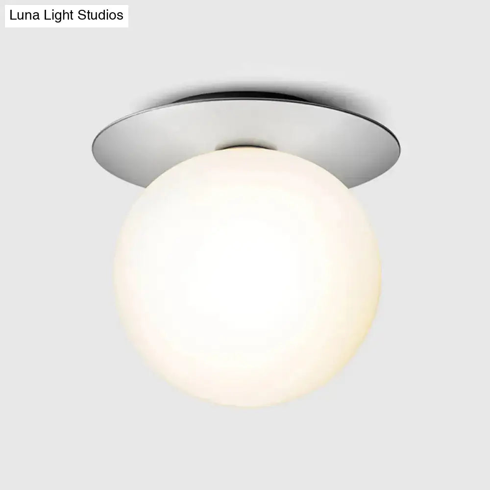 Contemporary Glass Led Flush Mount Ceiling Light - Stylish Lighting For Corridor Silver / Milk White