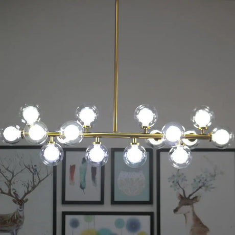 Contemporary Glass Orb Island Lamp - 16 Heads Ceiling Light For Living Room Gold
