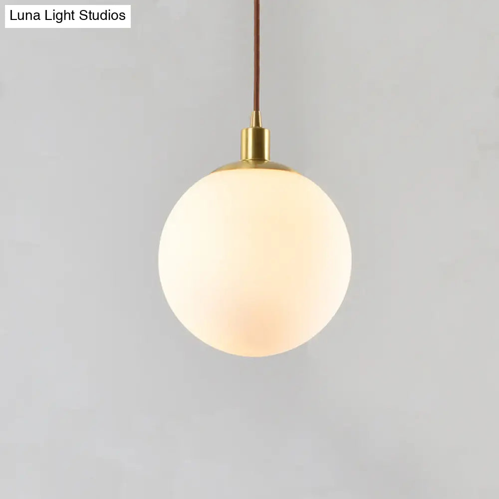 Contemporary Gold Pendant Light Fixture - Glass Spherical Hanging For Bedroom