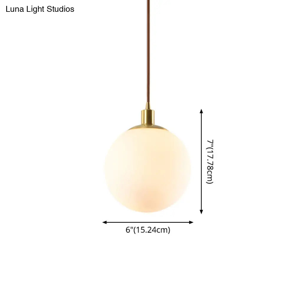 Contemporary Gold Pendant Light Fixture - Glass Spherical Hanging For Bedroom