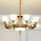 Contemporary Glass Pendant Light Kit: Bell-Shaped Ceiling Chandelier For Living Room White 8 /