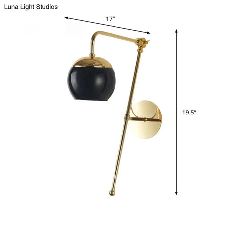 Contemporary Glass Wall Sconce With Brass Finish Arm - 1 Bulb Bedroom Light