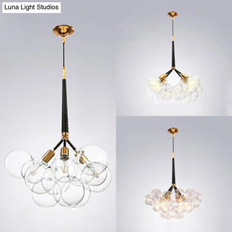 Contemporary Globe Glass Chandelier Lighting - 3/4/6 Lights Black/White Led Ceiling Lamp