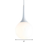 Contemporary Globe Pendant Light - Wide Hanging Ceiling Fixture In White Glass 1 12/14/16 Width
