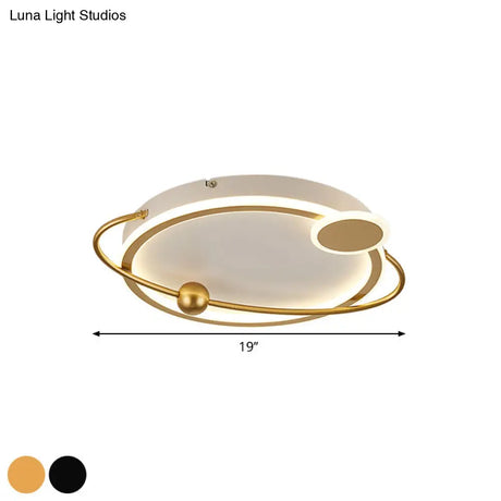 Contemporary Gold/Black Led Flush Ceiling Light Warm/White 19’/23.5’ Dia’ Or ’Modern Dia