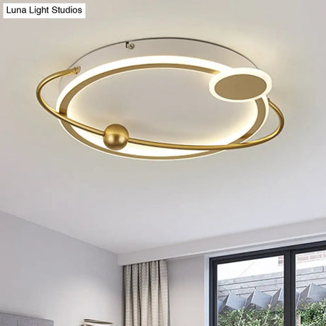 Contemporary Gold/Black Led Flush Ceiling Light Warm/White 19’/23.5’ Dia’ Or ’Modern Dia
