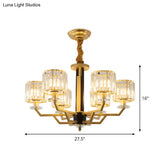 Contemporary Gold Chandelier With Crystal Prisms - 3/6 Heads Suspension Lamp For Dining Room