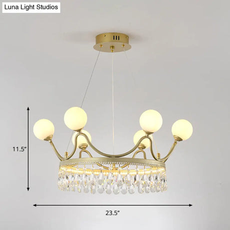 Contemporary Gold Crown Crystal Chandelier - 6/8-Light Suspended Lighting Fixture