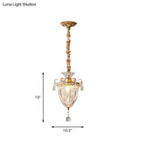 Contemporary Gold Crystal Lantern Suspension Lamp - Head Down Lighting Pendant For Parlour