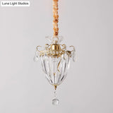 Contemporary Gold Crystal Lantern Suspension Lamp - Head Down Lighting Pendant For Parlour