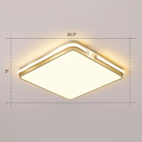 Contemporary Gold Finish Led Flush Mount Ceiling Light - Acrylic Rectangle Design / 20.5’ Warm