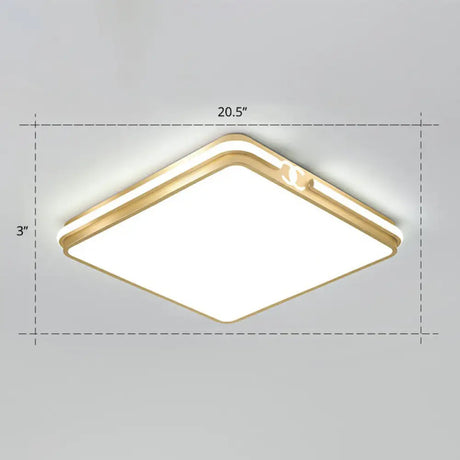 Contemporary Gold Finish Led Flush Mount Ceiling Light - Acrylic Rectangle Design / 20.5’ White