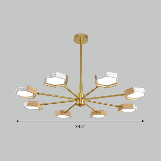 Contemporary Gold Hexagon Pendant Lighting 6/8 Lights Warm/White Ceiling Chandelier