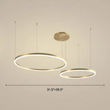 Contemporary Gold Led 2-Layer Chandelier Pendant Light With Metallic Ring / 39’
