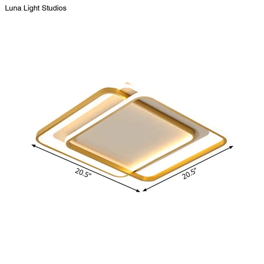 Contemporary Gold Led Bedroom Ceiling Light With Acrylic Shade - Warm/White 16.5/20.5 Width