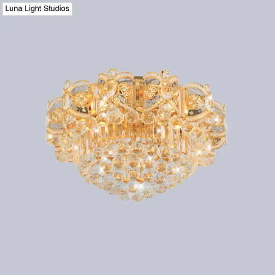 Contemporary Gold Led Crystal Ball Ceiling Flush Mount Light - 16/23.5 Width