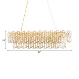 Contemporary Gold Led Crystal Block Linear Chandelier: Elegant Ceiling Lamp For Living Room (35.5/45