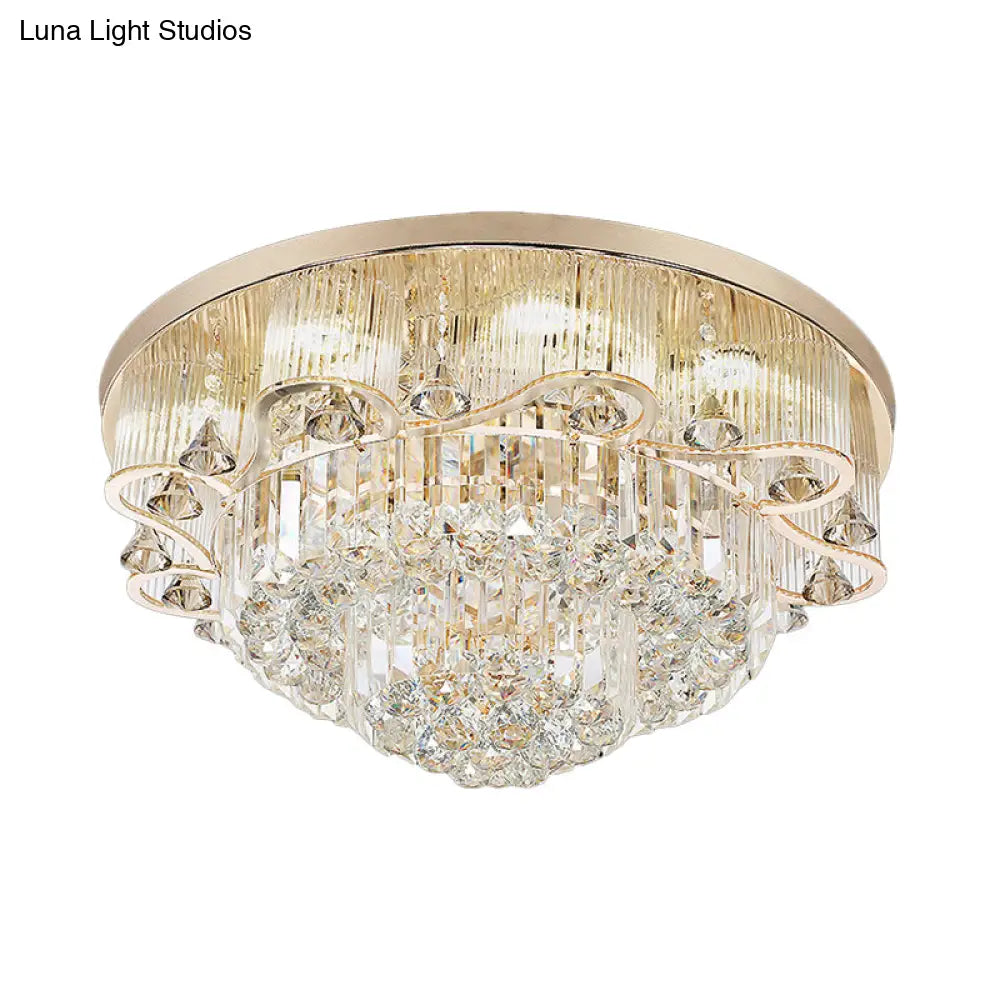 Contemporary Gold Led Flush Mount Ceiling Light With Scalloped Tiers - 4 - Light For Dining Hall