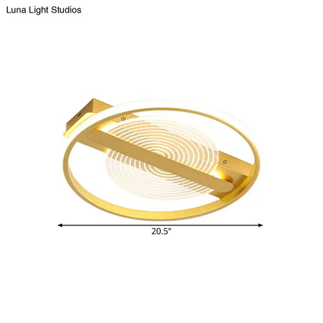 Contemporary Gold Led Flush Mount Lamp - 16.5’/20.5’ Wide Warm/White Light