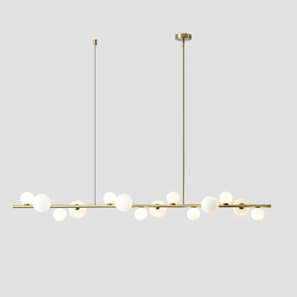 Contemporary Gold Metal Island Pendant Light With Glass Sphere For Dining Table 14 / Cream