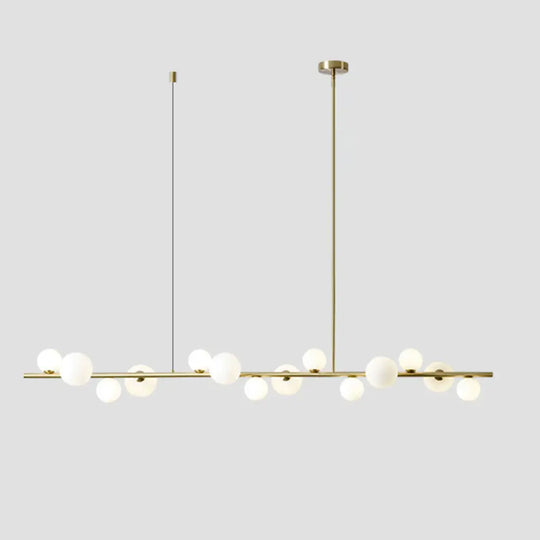 Contemporary Gold Metal Island Pendant Light With Glass Sphere For Dining Table 14 / Cream
