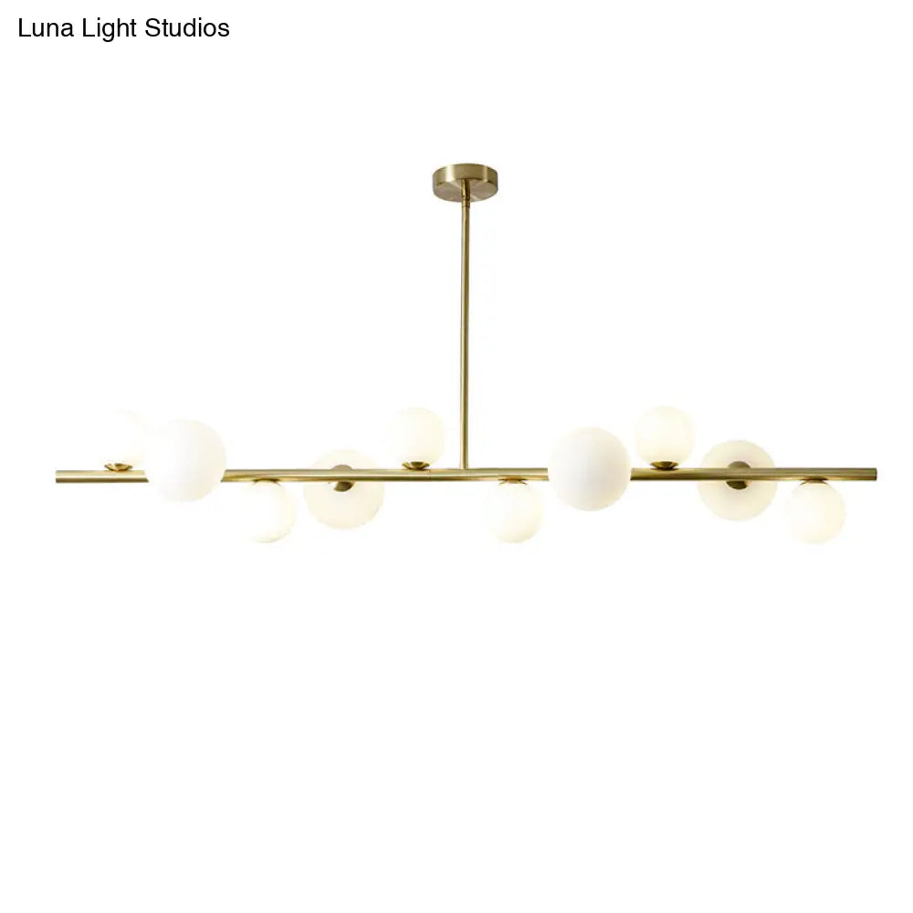 Contemporary Gold Metal Island Pendant Light With Glass Sphere For Dining Table