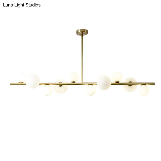 Contemporary Gold Metal Island Pendant Light With Glass Sphere For Dining Table