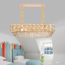 Contemporary Gold Oval Crystal Island Pendant With 12 Bulbs Elegant Dining Hall Lighting