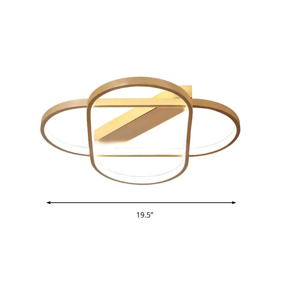 Contemporary Gold Oval Led Ceiling Light For Bedroom - Warm/White 19.5/23.5 Wide