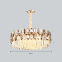 Contemporary Gold Plated K9 Crystal Chandelier For Living Room - Dark Tan Geometric Design Deep /