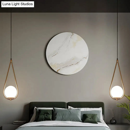 Contemporary Gold Sphere Drop Lamp With Cream Glass Shade - Ideal Ceiling Light For Bedroom / Small