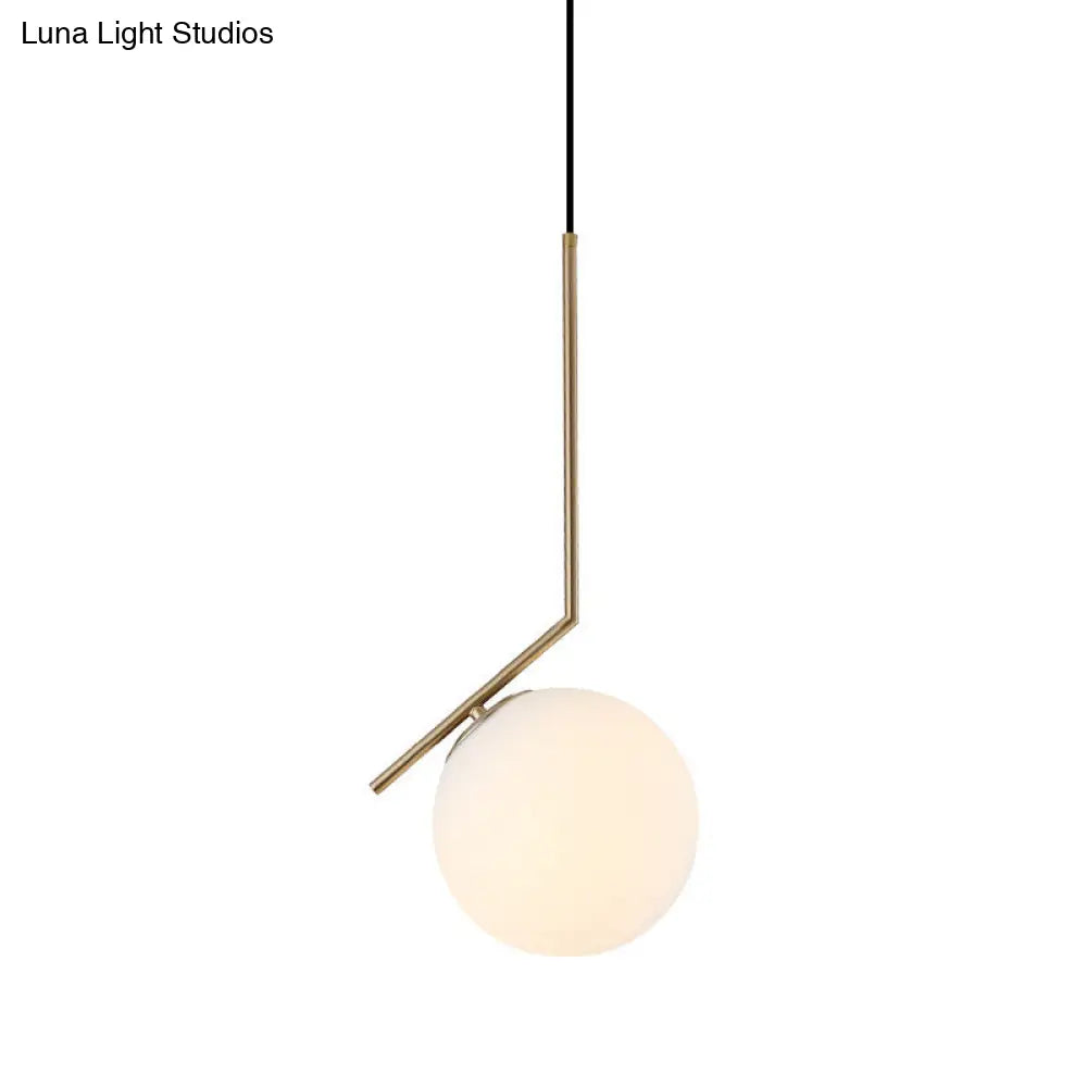Contemporary Gold Sphere Drop Lamp With Cream Glass Shade - Ideal Ceiling Light For Bedroom