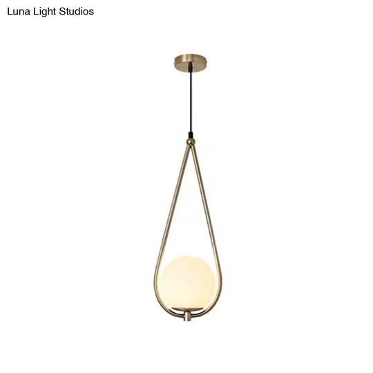 Contemporary Gold Sphere Drop Lamp With Cream Glass Shade - Ideal Ceiling Light For Bedroom