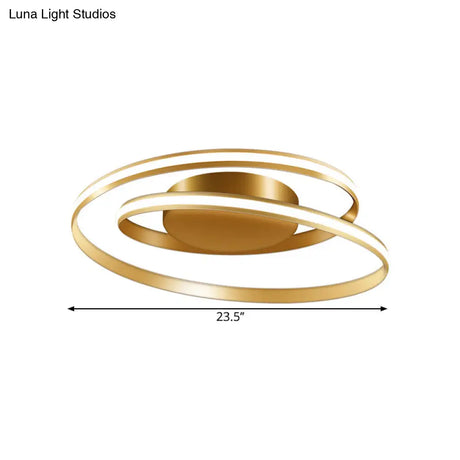 Contemporary Gold Spiral Ring Led Ceiling Fixture In Warm/White Light Flush Mounted - 18/23.5 Wide