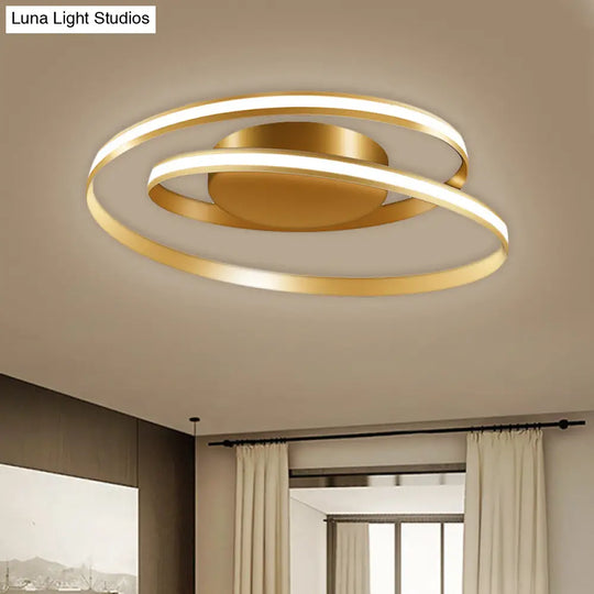 Contemporary Gold Spiral Ring Led Ceiling Fixture In Warm/White Light Flush Mounted - 18/23.5 Wide